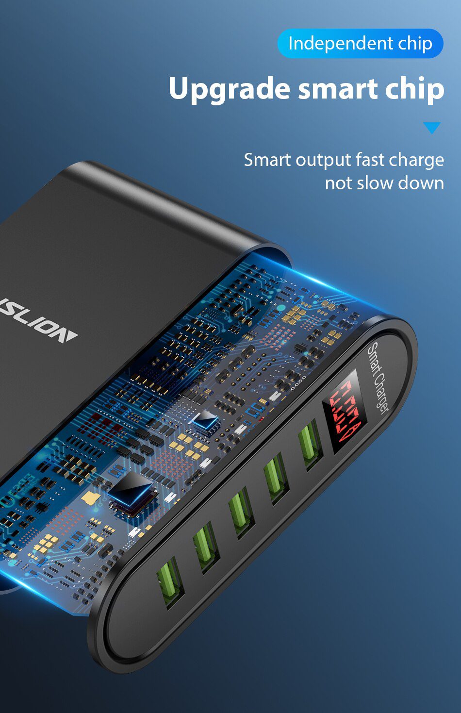 USLION 5 Port USB Charger For Xiaomi LED Display Multi USB Charging Station Universal Phone Desktop Wall Home EU US UK Plug USLION 5 Port USB Charger For Xiaomi LED Display Multi USB Charging Station Universal Phone Desktop Wall Home EU US UK Plug