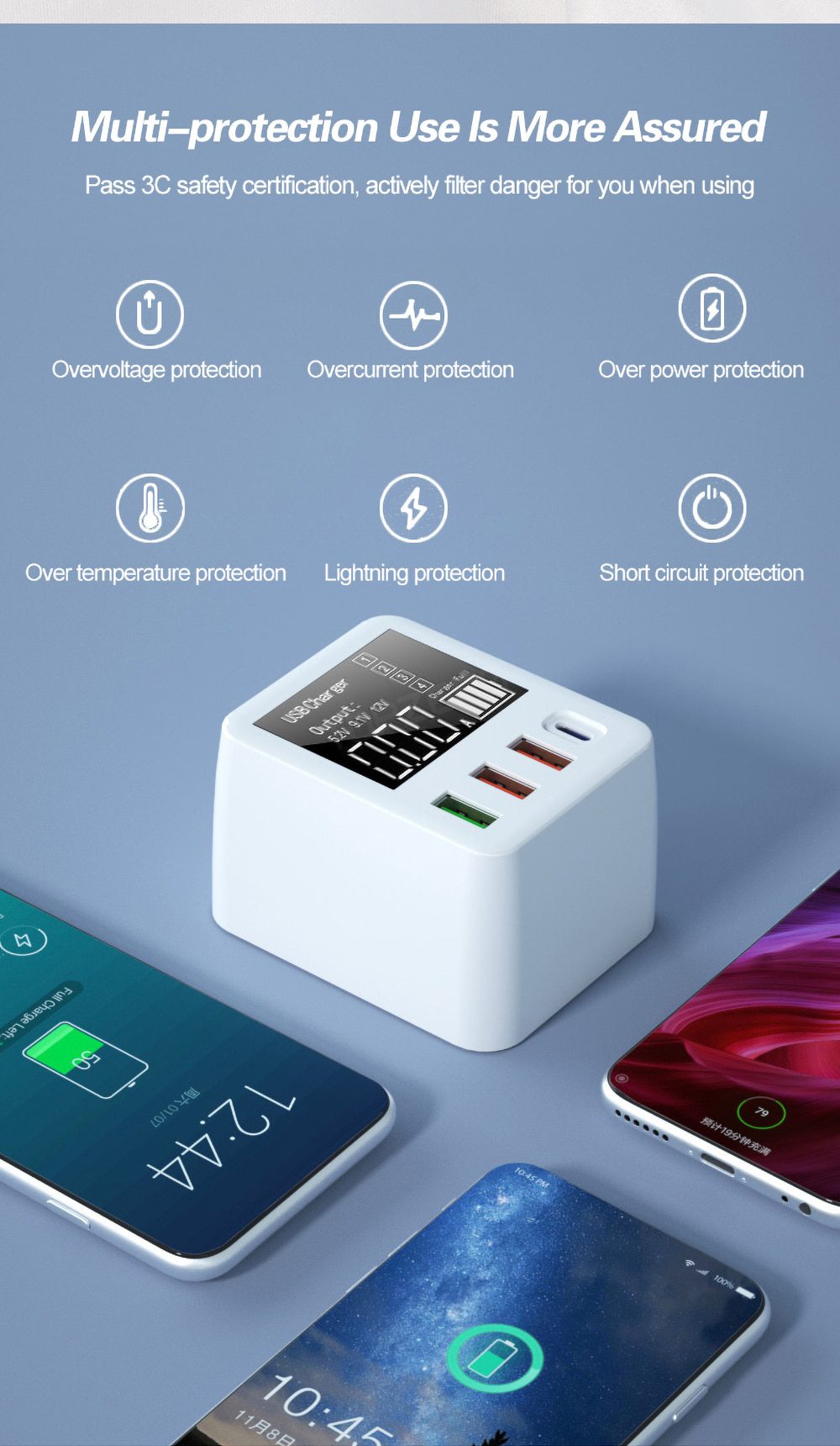 30/40W Quick Charge QC3.0 USB Charger Wall Travel Mobile Phone Adapter Fast Charger USB Charger For iPhone Xiaomi Huawei Samsung