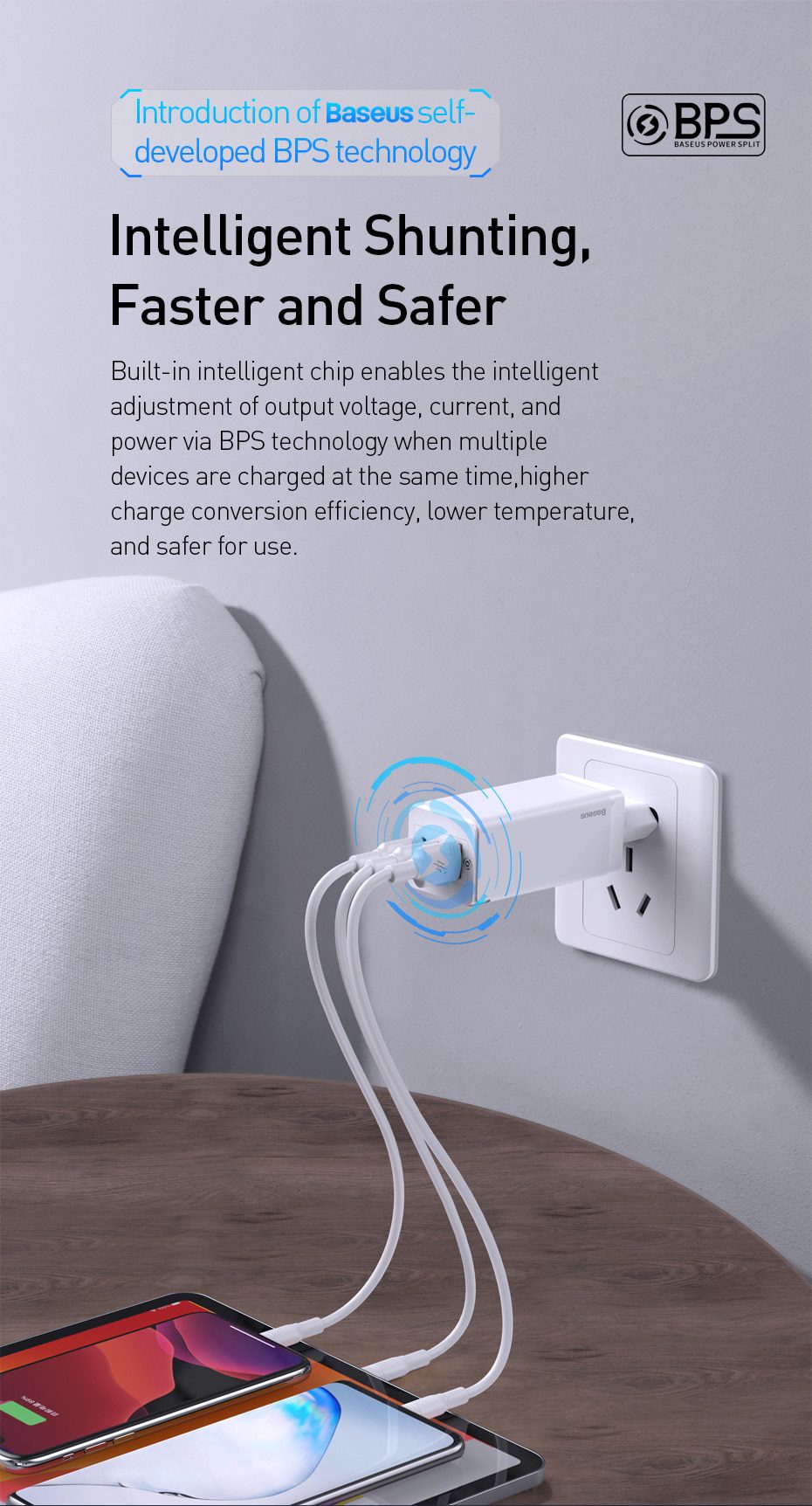 Baseus GaN 65W USB C Charger Quick Charge 4.0 3.0 QC4.0 QC PD3.0 PD USB-C Type C Fast USB Charger For iPhone 12 Pro Max Macbook