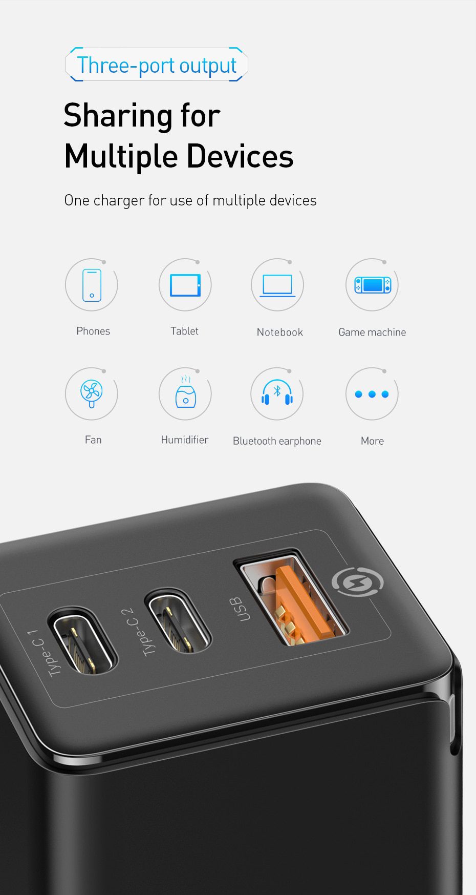 Baseus GaN 65W USB C Charger Quick Charge 4.0 3.0 QC4.0 QC PD3.0 PD USB-C Type C Fast USB Charger For iPhone 12 Pro Max Macbook