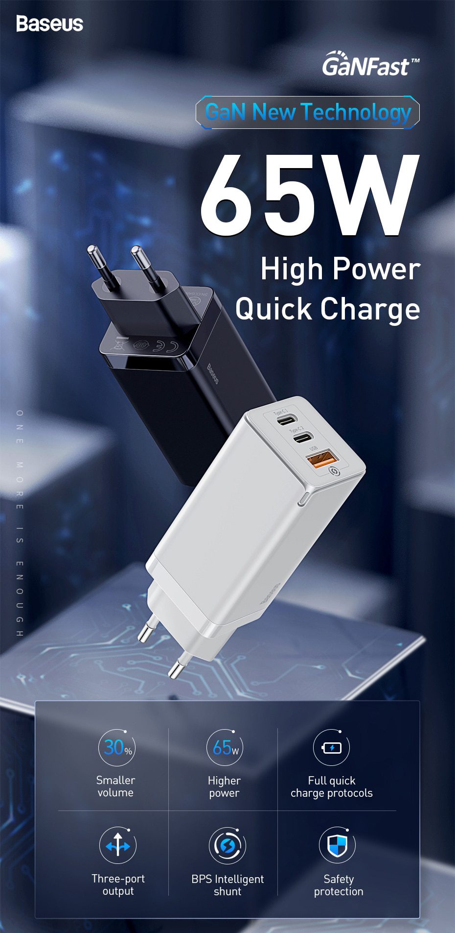 Baseus GaN 65W USB C Charger Quick Charge 4.0 3.0 QC4.0 QC PD3.0 PD USB-C Type C Fast USB Charger For iPhone 12 Pro Max Macbook