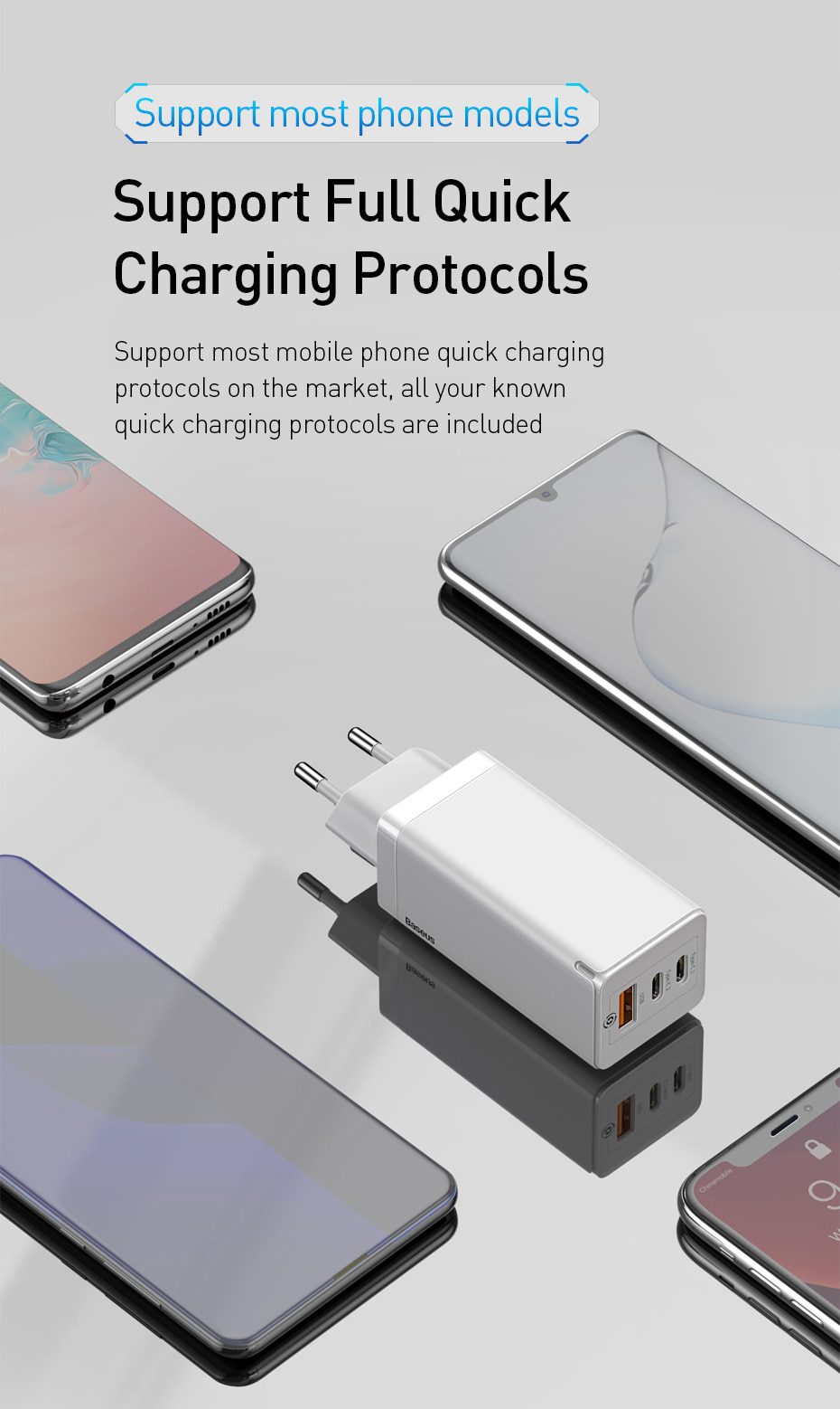 Baseus GaN 65W USB C Charger Quick Charge 4.0 3.0 QC4.0 QC PD3.0 PD USB-C Type C Fast USB Charger For iPhone 12 Pro Max Macbook