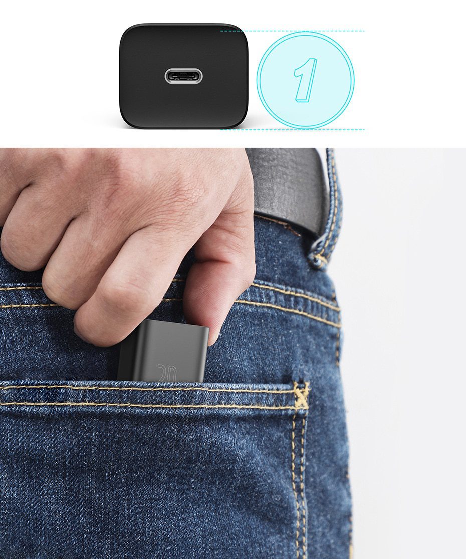 Baseus Super Si USB C Charger 20W Support Type C PD Fast Charging Portable Phone Charger For iPhone 12 Pro Max 11 Mini 8 Plus