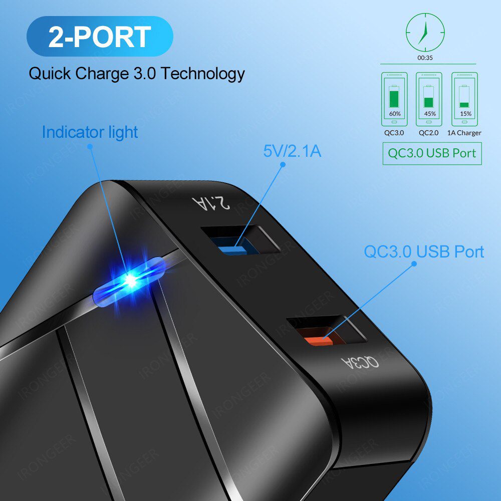 USB Charger Quick Charge 3.0 2 Port QC4.0 Fast Charging For iPhone Samsung Xiaomi Huawei Tablet Smart Phone LED Lighting Adapter USB Charger Quick Charge 3.0 2 Port QC4.0 Fast Charging For iPhone Samsung Xiaomi Huawei Tablet Smart Phone LED Lighting Adapter