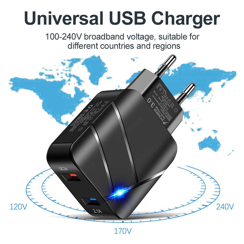 USB Charger Quick Charge 3.0 2 Port QC4.0 Fast Charging For iPhone Samsung Xiaomi Huawei Tablet Smart Phone LED Lighting Adapter USB Charger Quick Charge 3.0 2 Port QC4.0 Fast Charging For iPhone Samsung Xiaomi Huawei Tablet Smart Phone LED Lighting Adapter