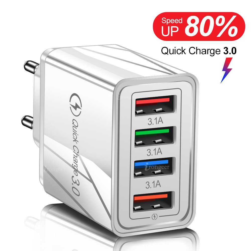 USB Charger Quick Charge 4.0 3.0 3.1A Fast Charging Power Adapter Charger For Samsung iPhone 11 7 X 4 Ports Mobile Phone Charger