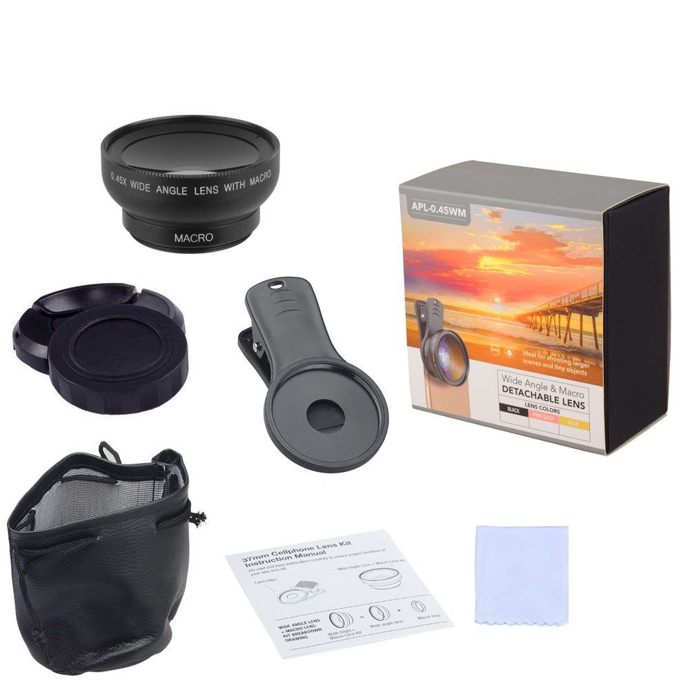 APEXEL 2in1 Lens 0.45X Wide Angle+12.5X Macro Lens Professional HD Phone Camera Lens For iPhone 8 7 6S Plus Xiaomi Samsung LG