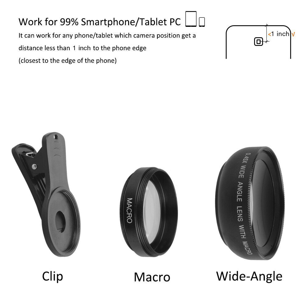 APEXEL 2in1 Lens 0.45X Wide Angle+12.5X Macro Lens Professional HD Phone Camera Lens For iPhone 8 7 6S Plus Xiaomi Samsung LG