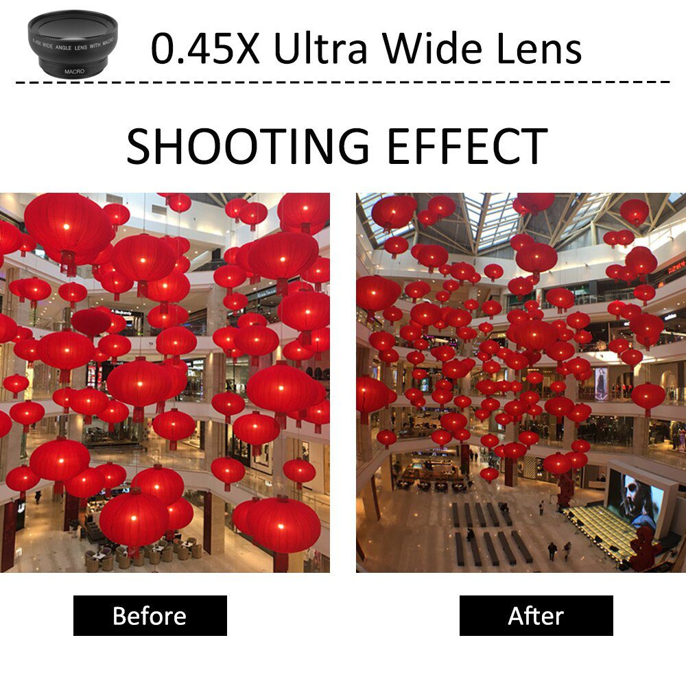 APEXEL 2in1 Lens 0.45X Wide Angle+12.5X Macro Lens Professional HD Phone Camera Lens For iPhone 8 7 6S Plus Xiaomi Samsung LG