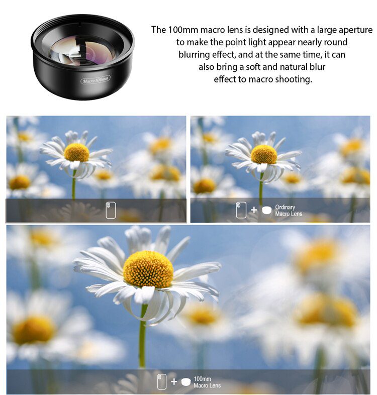APEXEL camera phone lens 100mm macro lens 4K HD super macro lenses+CPL+star filter for iPhonex xs max Samsung s9 all smartphone