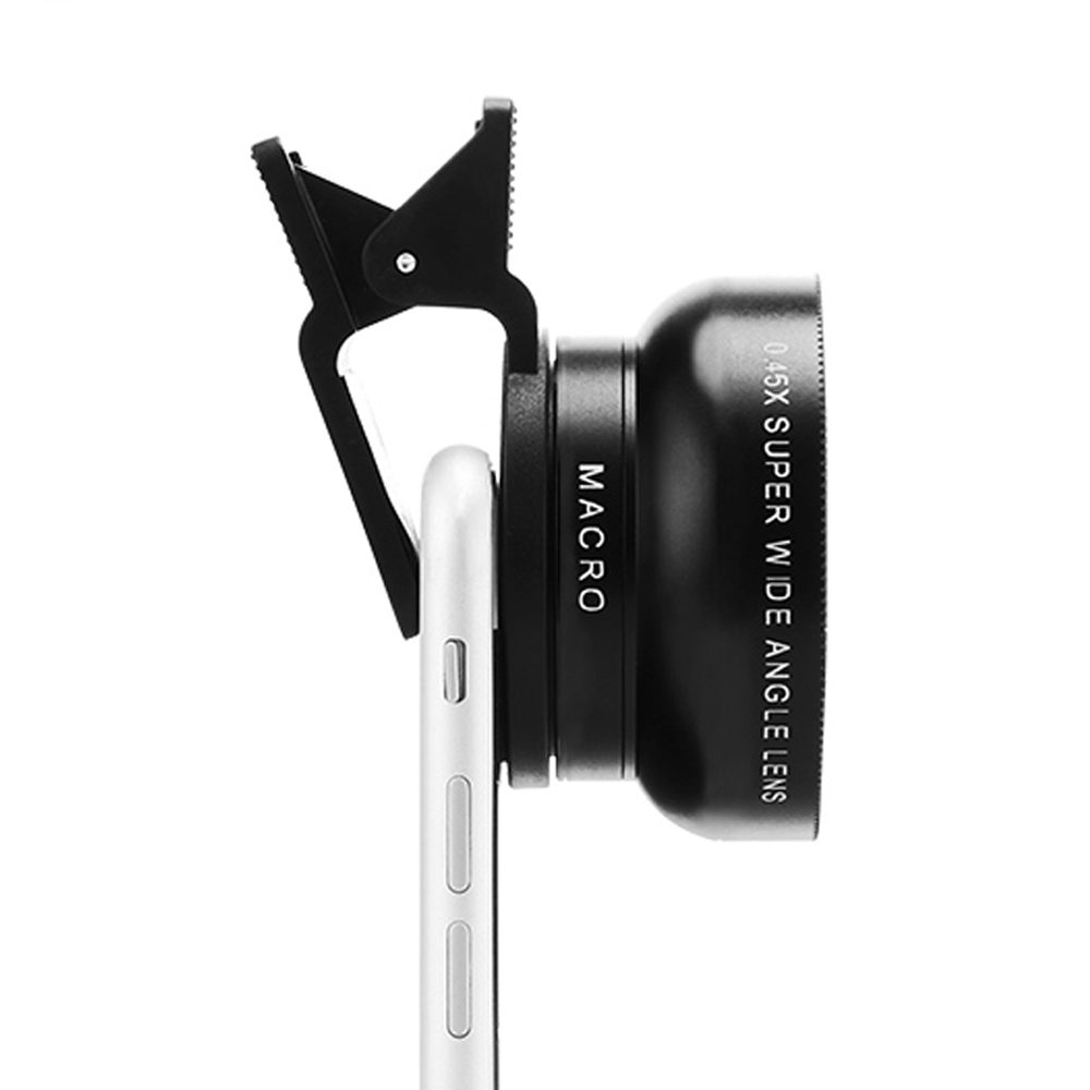 2 Functions Mobile Phone Lens 0.45X Wide Angle Len & 12.5X Macro HD Camera Lens Universal for iPhone Android Phone