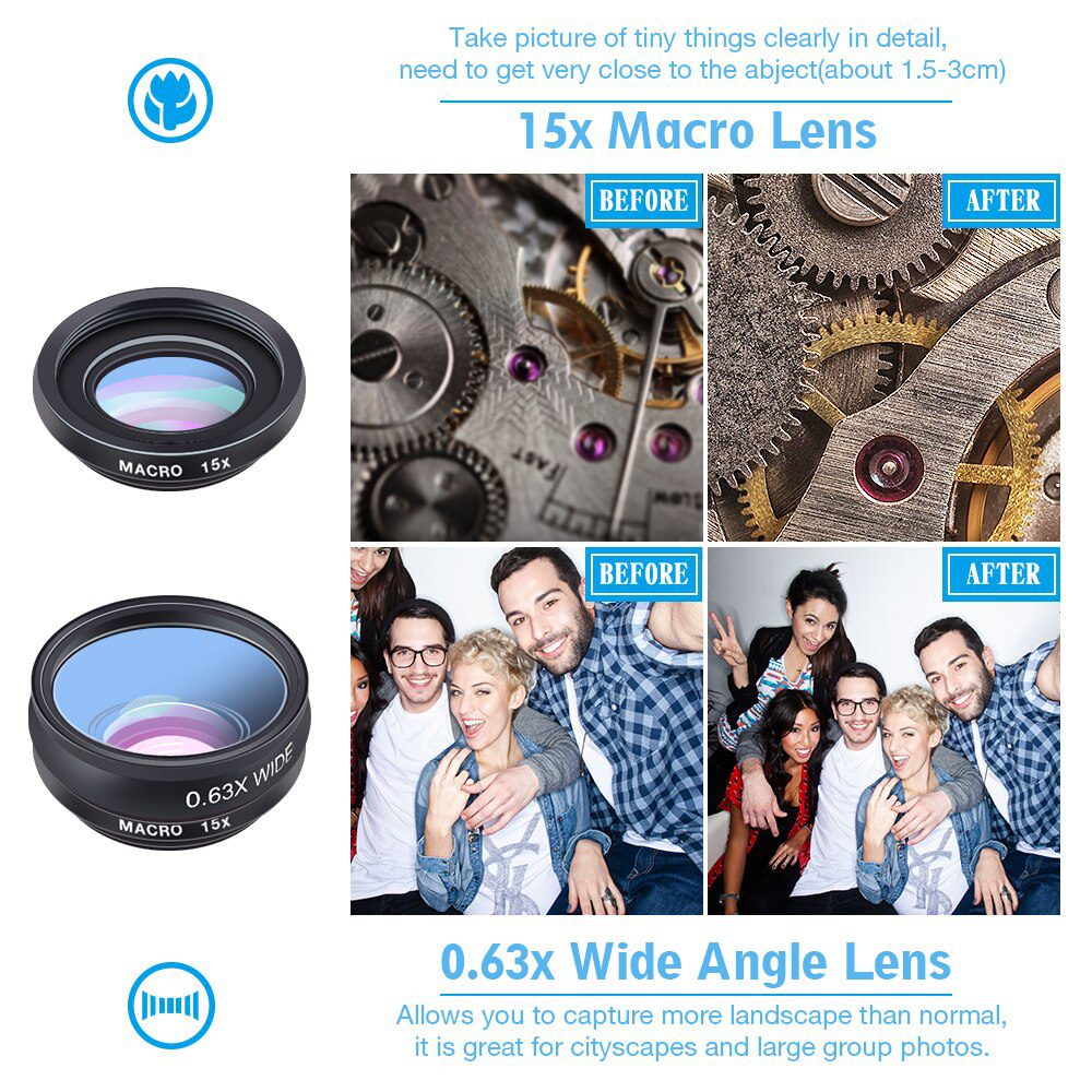 APEXEL 1 Set Lens 10 in 1 phone Camera Lens Kit Fish Eye Wide Macro Star Filter CPL Lenses for iPhone XS Mate Samsung HTC LG