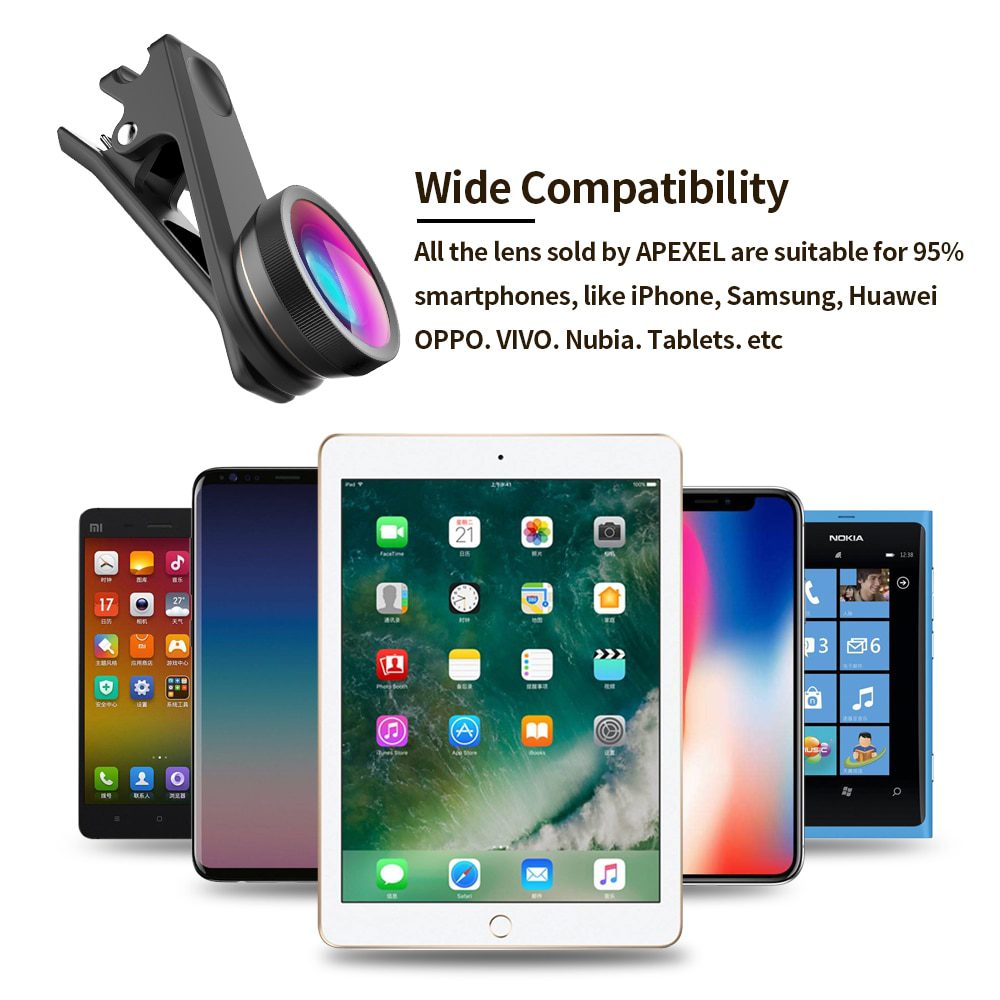 APEXEL 11 in 1 camera Phone Lens Kit wide angle macro Full Color/grad Filter CPL ND Star Filter for iPhone Xiaomi all Smartphone