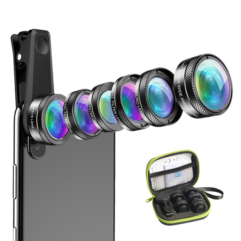 APEXEL 11 in 1 camera Phone Lens Kit wide angle macro Full Color/grad Filter CPL ND Star Filter for iPhone Xiaomi all Smartphone