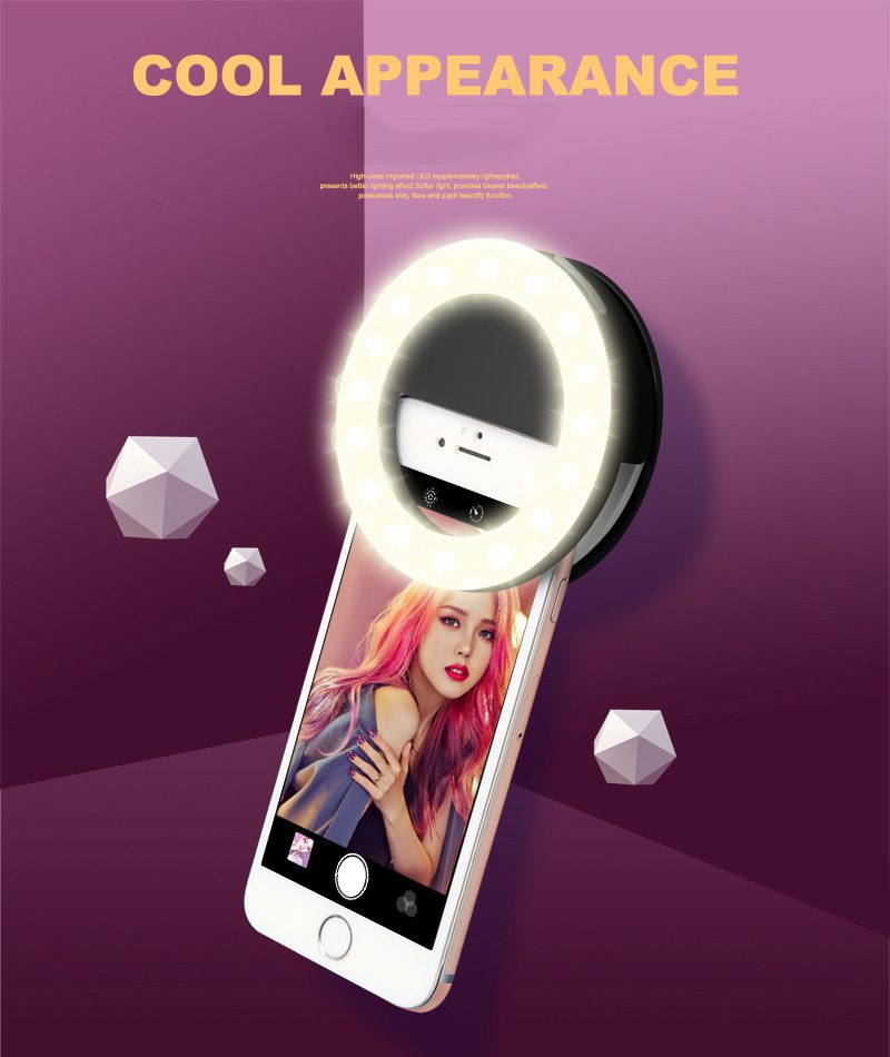 Usb Charging Selfie Ring Led Phone Clip Light Lamp Mobile Phone Lens LED Selfie Lamp Ring Flash Lenses For Iphone Samsung Huawei