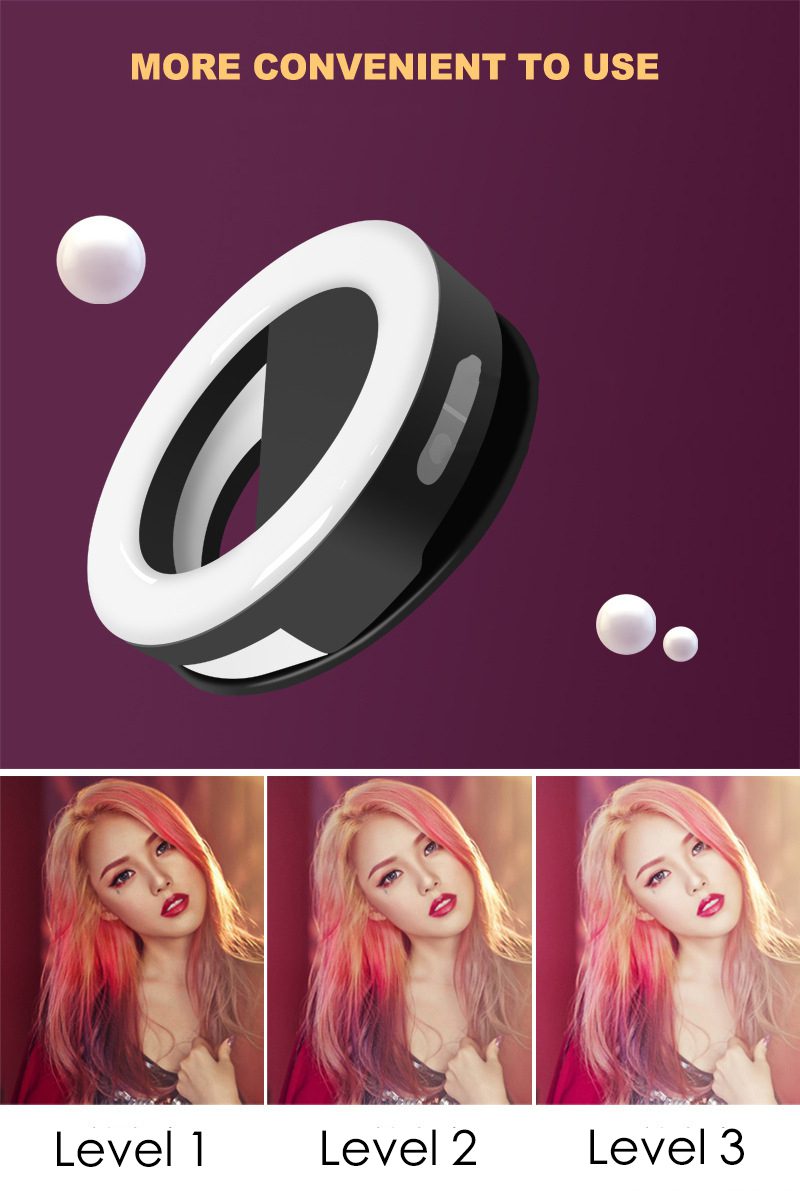 Usb Charging Selfie Ring Led Phone Clip Light Lamp Mobile Phone Lens LED Selfie Lamp Ring Flash Lenses For Iphone Samsung Huawei