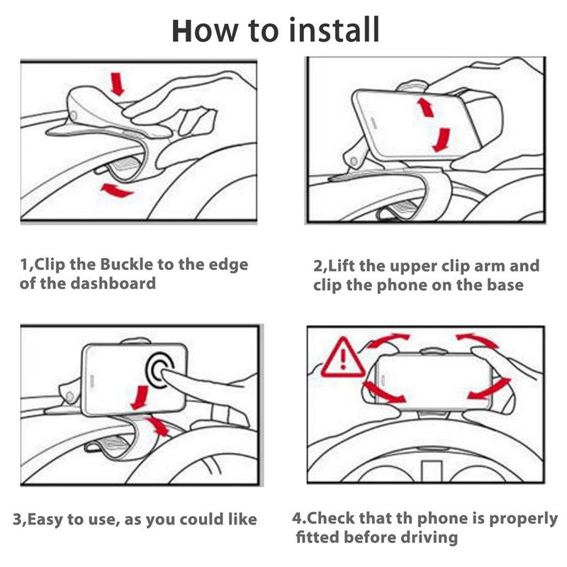 New HUD Car Dashboard Phone stand 360&deg; Adjustable GPS Car Clips Holder Hidden Parking number for Mobile Phone car stand Support