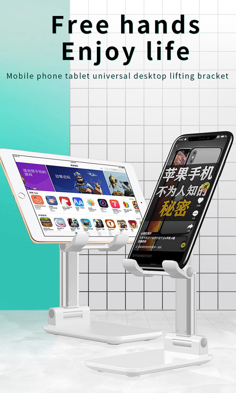 2021 Metal Desktop Tablet Holder Table Cell Foldable Extend Support Desk Mobile Phone Holder Stand For iPhone iPad Adjustable