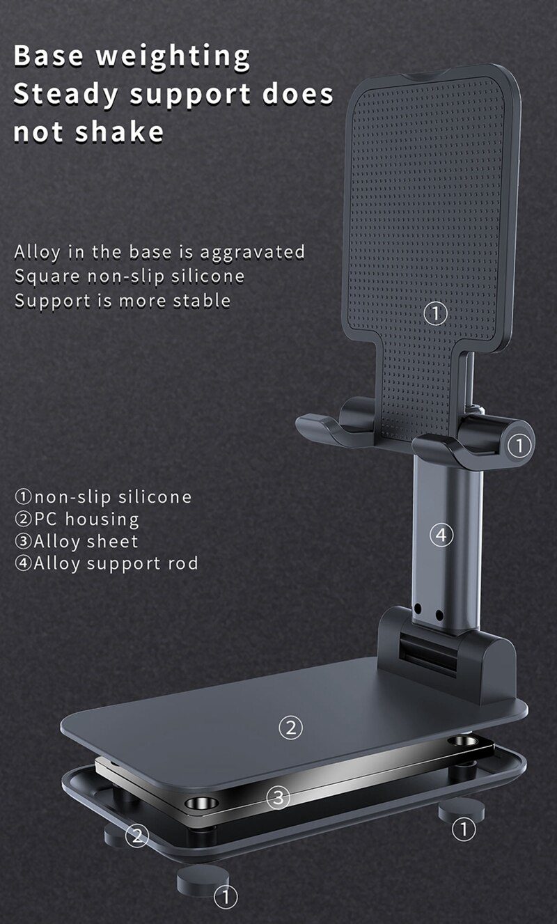 2021 Metal Desktop Tablet Holder Table Cell Foldable Extend Support Desk Mobile Phone Holder Stand For iPhone iPad Adjustable
