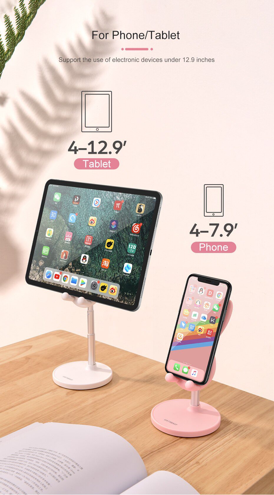 Cute Bunny Phone Holder Desktop Cell Phone Stand, Height Angle Adjustable For iPhone iPad Tablet