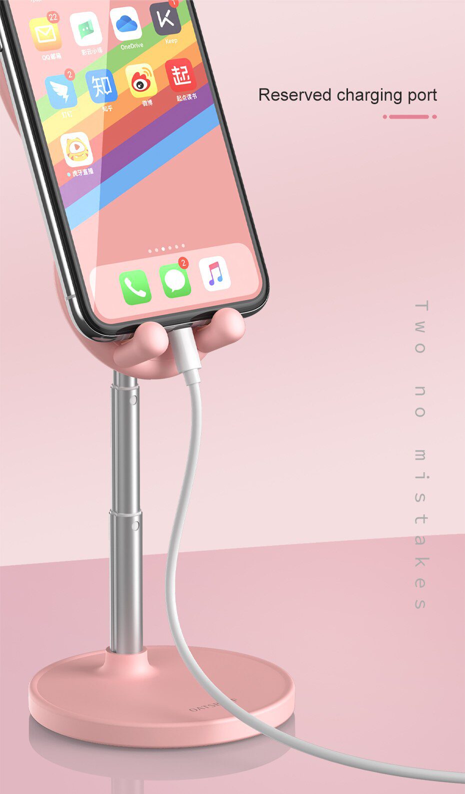 Cute Bunny Phone Holder Desktop Cell Phone Stand, Height Angle Adjustable For iPhone iPad Tablet