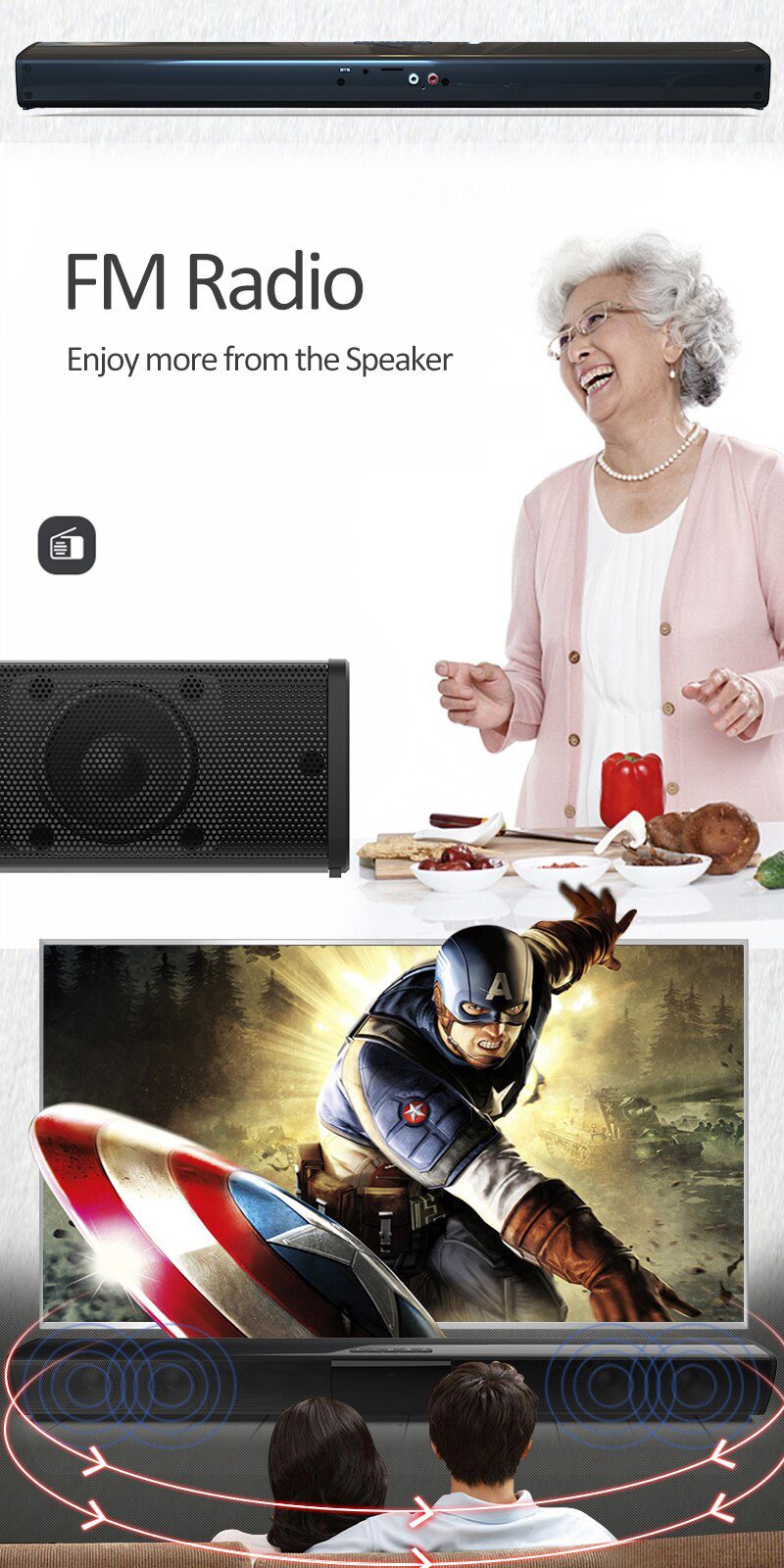 20W TV Sound Bar Wired and Wireless Bluetooth Home Surround SoundBar for PC Theater TV Speaker 20W TV Sound Bar Wired and Wireless Bluetooth Home Surround SoundBar for PC Theater TV Speaker