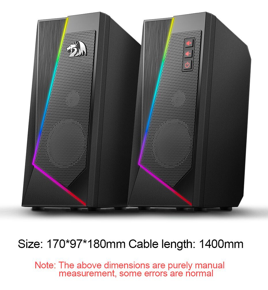 Redragon GS520 Anvil aux 3.5mm stereo surround music RGB speakers sound bar for computer 2.0 PC home notebook TV loudspeakers