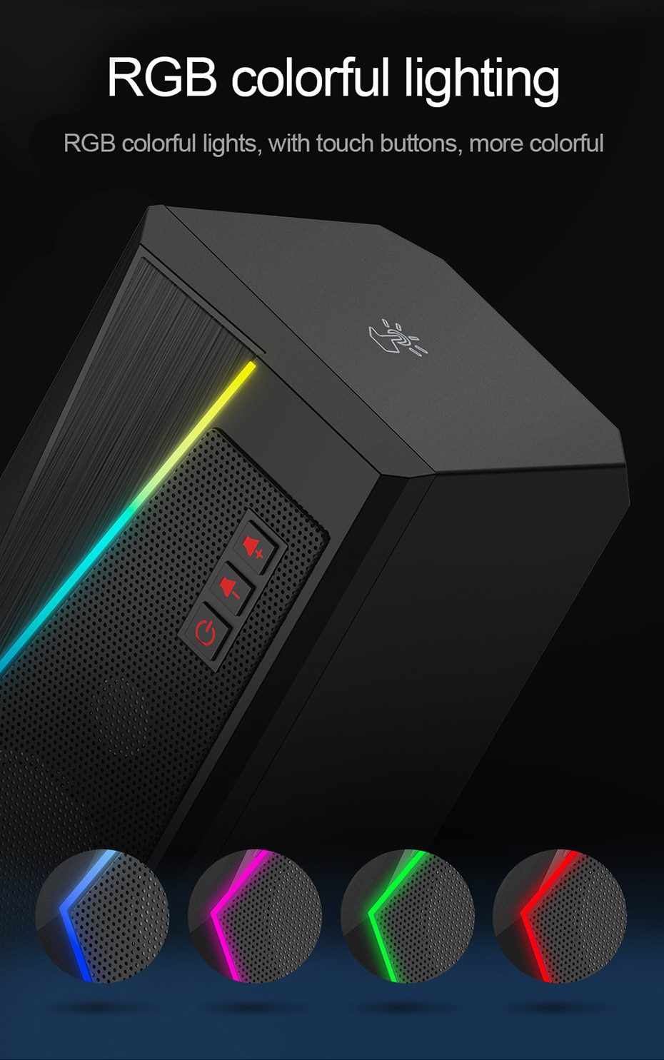 Redragon GS520 Anvil aux 3.5mm stereo surround music RGB speakers sound bar for computer 2.0 PC home notebook TV loudspeakers