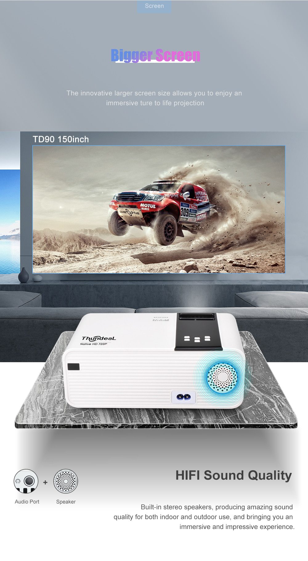 ThundeaL HD Mini Projector TD90 Native 1280 x 720P LED Android WiFi Projector Video Home Cinema 3D Smart Movie Game Proyector