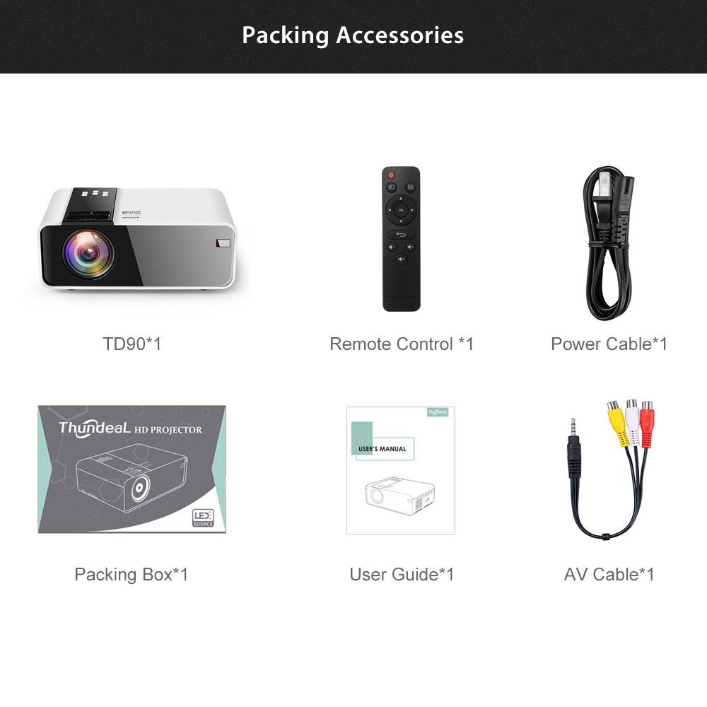 ThundeaL HD Mini Projector TD90 Native 1280 x 720P LED Android WiFi Projector Video Home Cinema 3D Smart Movie Game Proyector