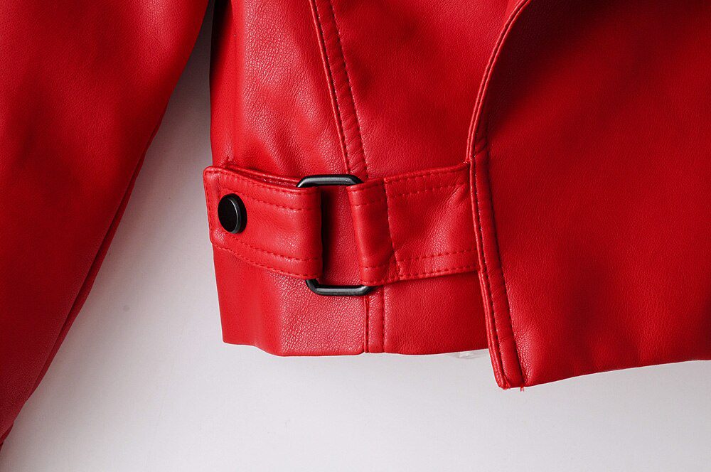 Fitaylor New Autumn Women Faux Leather Jacket Pu Motorcycle Biker Red Coat Turndown Collar Loose Streetwear Black Punk Outerwear