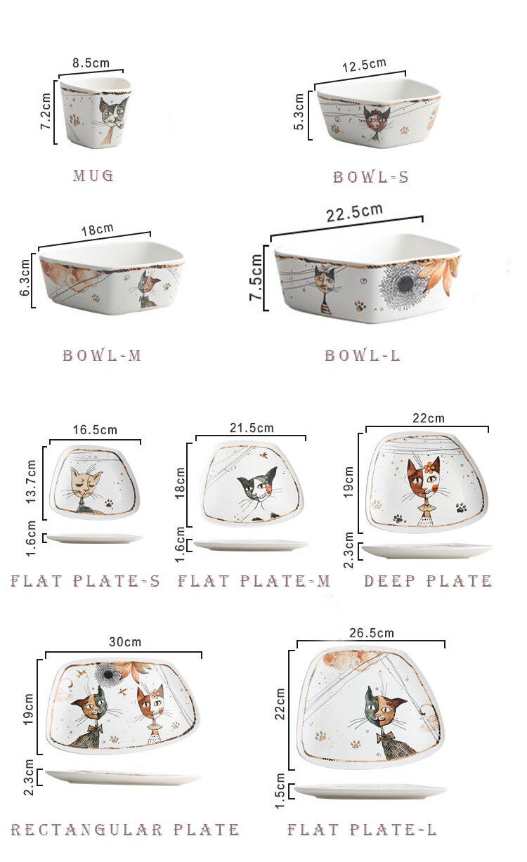 Cute Cartoon Cat Ceramic Tableware Household Soup Noodle Bowls Fruit Steak Food Plate Dishes Creative Porcelain Dinnerware Set Cute Cartoon Cat Ceramic Tableware Household Soup Noodle Bowls Fruit Steak Food Plate Dishes Creative Porcelain Dinnerware Set