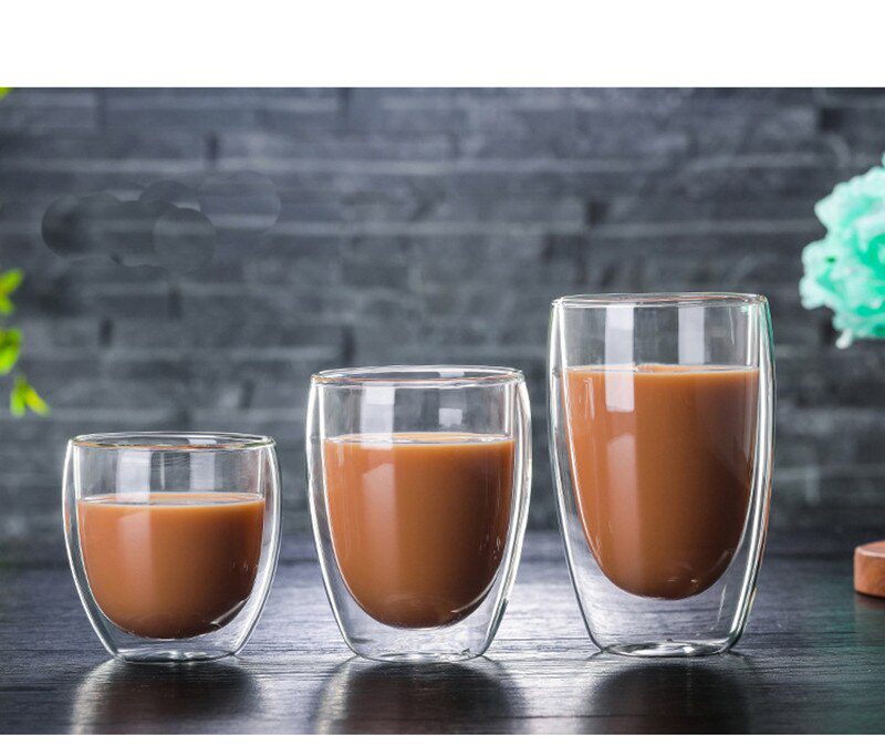 Double Wall Insulated Glasses Espresso Coffee Mug 80/250/350/450 ML Heat-Resistant Transparent Tea Milk Glass Cup Mugs Drinkware