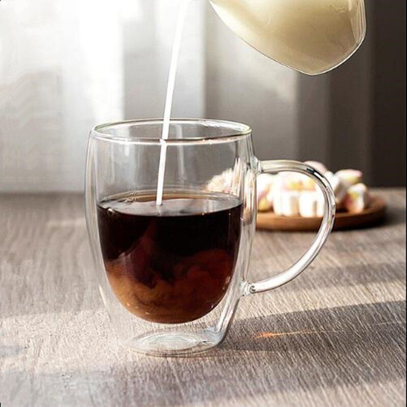 Double Wall Insulated Glasses Espresso Coffee Mug 80/250/350/450 ML Heat-Resistant Transparent Tea Milk Glass Cup Mugs Drinkware