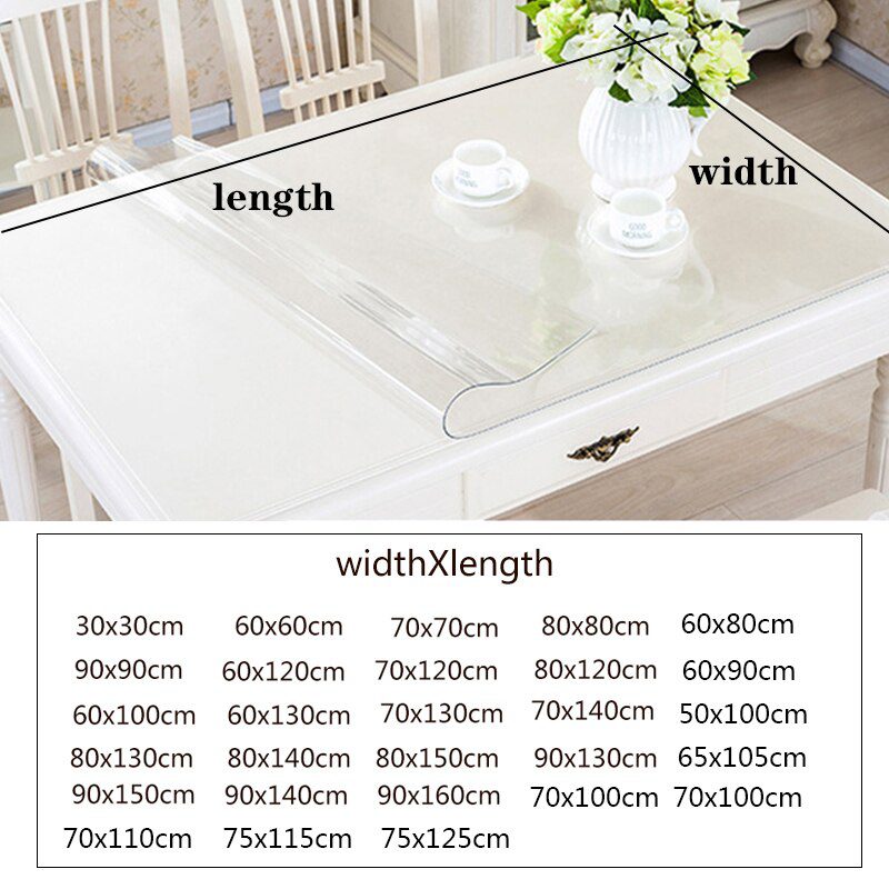 Soft Glass Tablecloth Transparency PVC table cloth Waterproof Oilproof Kitchen Dining table cover for rectangular table 1.0mm