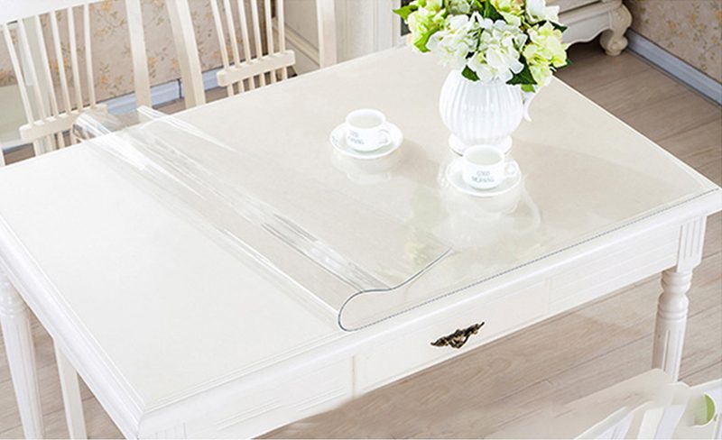 Soft Glass Tablecloth Transparency PVC table cloth Waterproof Oilproof Kitchen Dining table cover for rectangular table 1.0mm