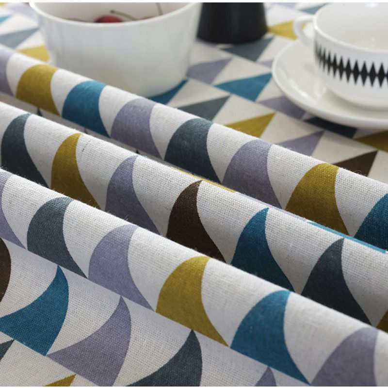 Cotton Linen Nordic Round Tablecloth Colored Stripe Christmas Tree Pattern Cover Washable Table Cloth for Tea Table Cotton Linen Nordic Round Tablecloth Colored Stripe Christmas Tree Pattern Cover Washable Table Cloth for Tea Table