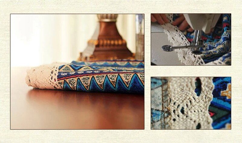 CFen A's Bohemian Quality Dining Tablecloth Color Soft Cotton Stripe Multi Sizes Lacy Home Kitchen Banquet Table Cover 1pc