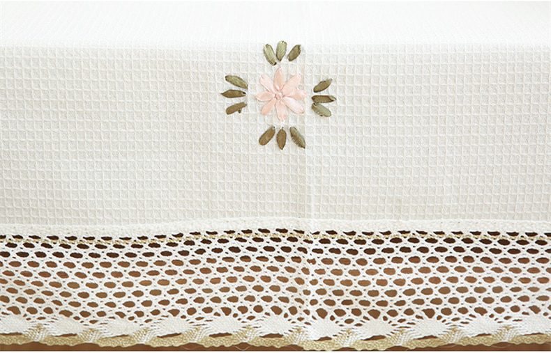 Europe Flowers Tablecloth White Hollow Lace Cotton Linen Dustproof Table cloth Wedding Banquet TV Cabinet Cover Cloth