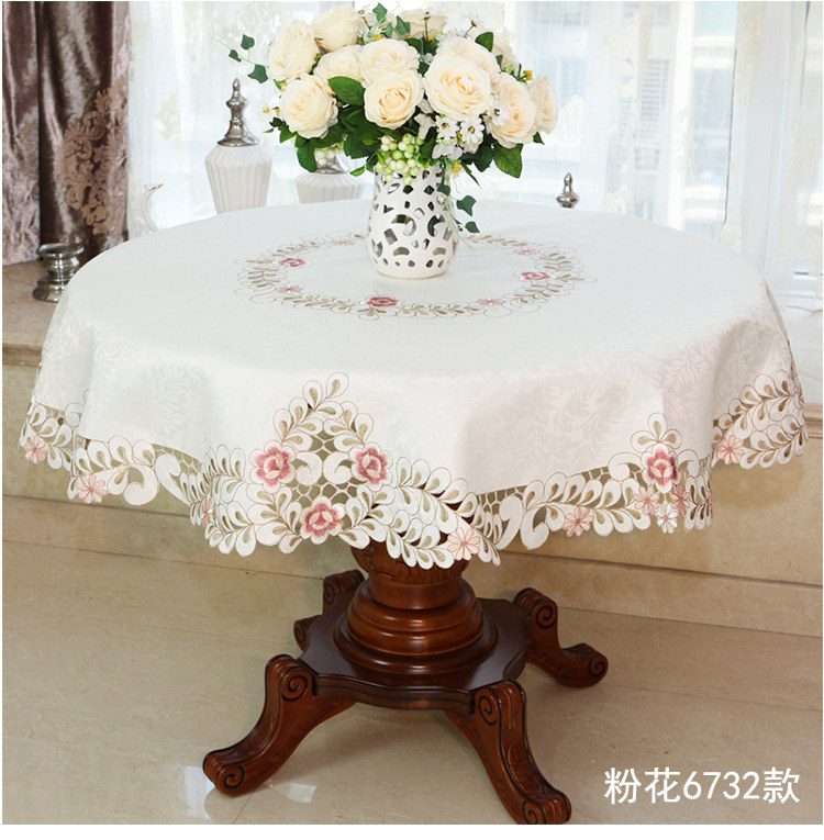 New Lace Tablecloth Pastoral round tablecloth Dining table cloths Home Embroidery table cover rose gold decoration house towel