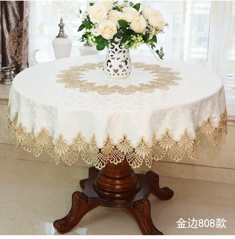 New Lace Tablecloth Pastoral round tablecloth Dining table cloths Home Embroidery table cover rose gold decoration house towel
