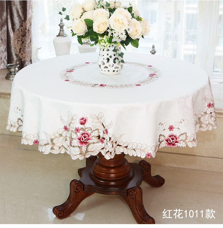 New Lace Tablecloth Pastoral round tablecloth Dining table cloths Home Embroidery table cover rose gold decoration house towel