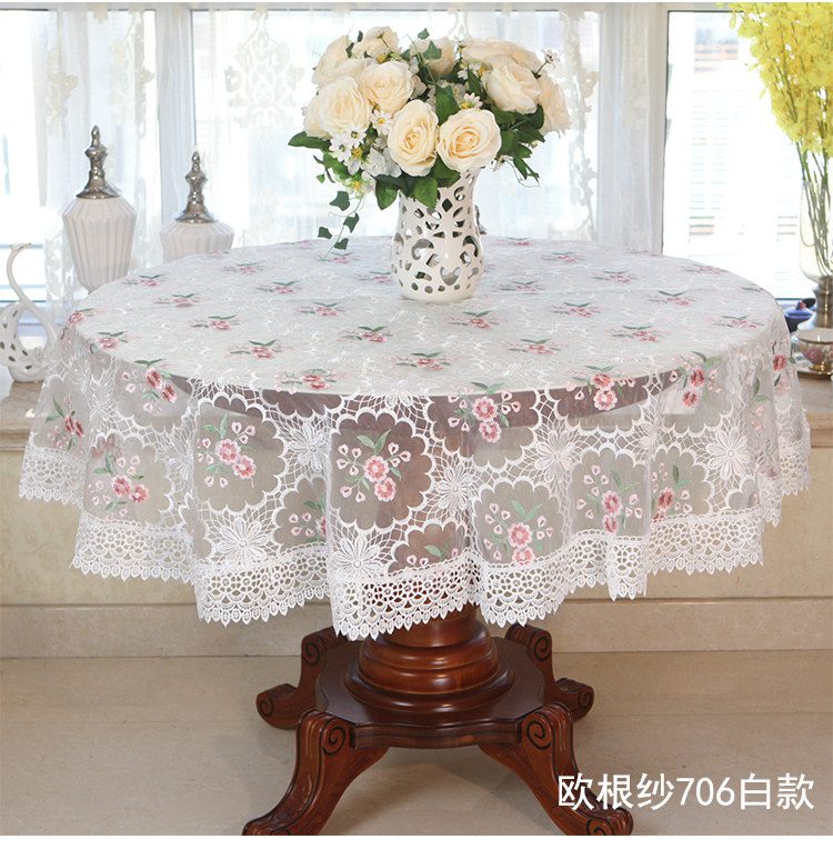 New Lace Tablecloth Pastoral round tablecloth Dining table cloths Home Embroidery table cover rose gold decoration house towel