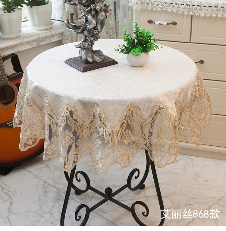 New Lace Tablecloth Pastoral round tablecloth Dining table cloths Home Embroidery table cover rose gold decoration house towel