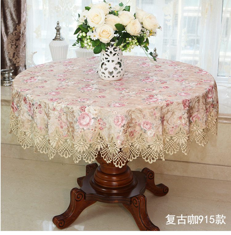 New Lace Tablecloth Pastoral round tablecloth Dining table cloths Home Embroidery table cover rose gold decoration house towel