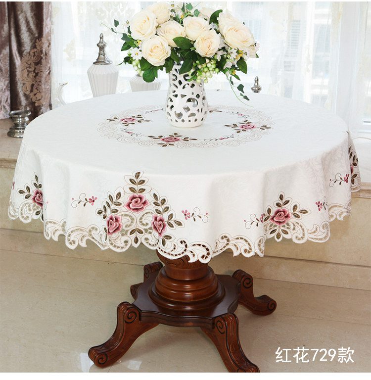 New Lace Tablecloth Pastoral round tablecloth Dining table cloths Home Embroidery table cover rose gold decoration house towel