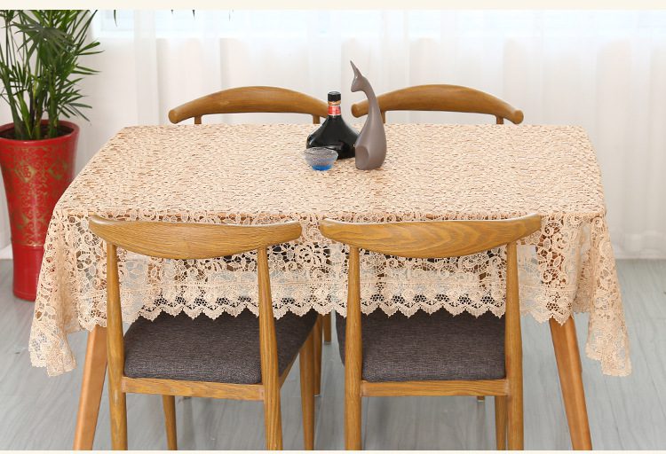Proud Rose Light Coffee Embroidered Table Cloth European Lace Tea Table Cloth Home Decor Rectangular Tablecloths Table Cover