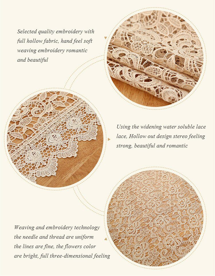 Proud Rose Light Coffee Embroidered Table Cloth European Lace Tea Table Cloth Home Decor Rectangular Tablecloths Table Cover