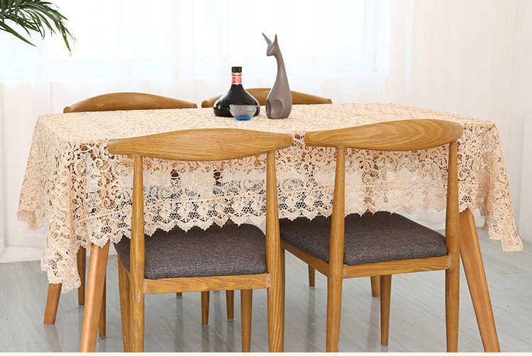 Proud Rose Light Coffee Embroidered Table Cloth European Lace Tea Table Cloth Home Decor Rectangular Tablecloths Table Cover