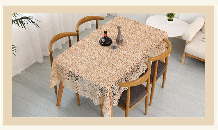 Proud Rose Light Coffee Embroidered Table Cloth European Lace Tea Table Cloth Home Decor Rectangular Tablecloths Table Cover